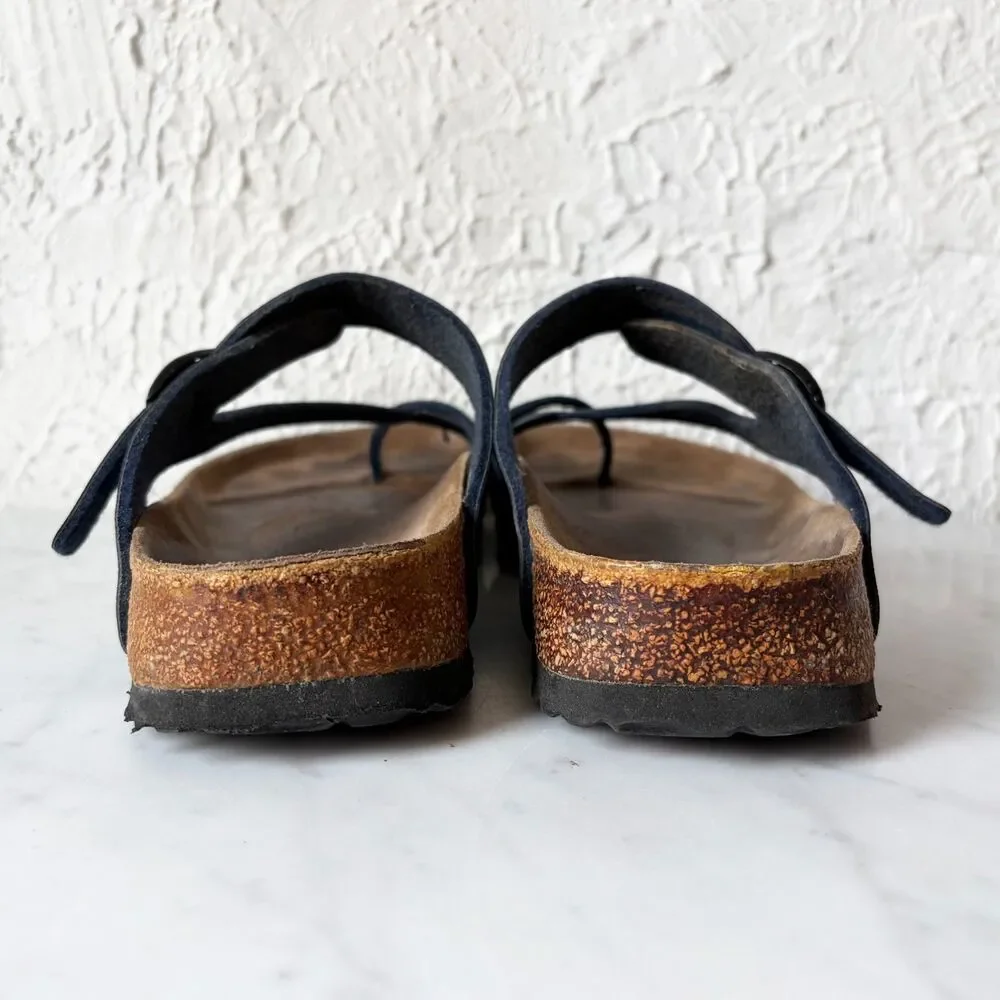 Birki's Birkenstock Lennox Sandals 40 L9 M7 Dark Blue Leather Toe Loop Germany